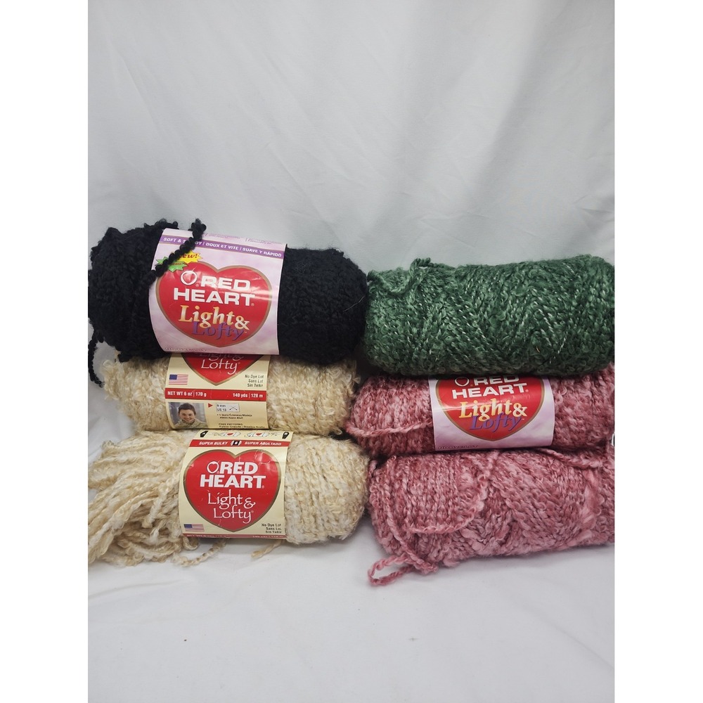 6 Skein Yarn Lot Red Heart Super Saver & Light & Lofty Mixed Colors Crochet
